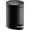 Schwarzer Tretabfalleimer mit runder Form und Fußpedal, 20 Liter Fassungsvermögen.
