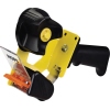 Packbandabroller mit Andruckrolle, Klingenschutz und austauschbarem Messer in Schwarz und Gelb.