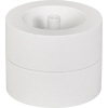 Weißer Klammernspender mit matter Oberfläche und rundem Design, gefertigt aus recyceltem Material.