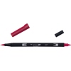 Pinselstift mit zwei Spitzen in Crimsonfarbe, einer abgenommenen Kappe, auf weißem Hintergrund.
