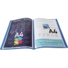 Offenes Sichtbuch mit klaren Hüllen, das Dokumente in A4-Größe präsentiert.