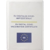 Transparente Ausweishülle mit Inhalt für EU digitales COVID-Impfzertifikat.