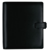 Schwarzer, klassischer Terminplaner mit Druckknopfverschluss und modernem Look.