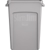 Grauer Abfalleimer Slim Jim® mit Beutelklemmen und Luftkanälen für einfacheren Müllsackwechsel.