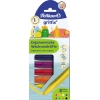 Ergonomische Wachsmalstifte in einer Verpackung mit acht Farben für Kinder ab 5 Jahren.