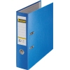 Blauer Kunststoffordner im DIN A4-Format mit 80 mm Rückenbreite und beschriftbarem Vorderfeld.