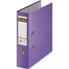Violetter Kunststoffordner DIN A4 mit Rückenbeschriftung und zwei Ringmechaniken.