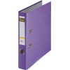 Violetter Kunststoffordner im DIN A4-Format mit zwei Ringmechaniken und Beschriftungsfeld.