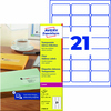 Packung mit transparenten Adressetiketten und Vorlage für den Druck auf hellen Kuverts.