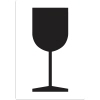 Hinweisetikett für zerbrechliche Güter mit schwarzem Glas-Symbol auf weißem Hintergrund.