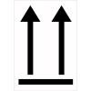 Hinweisetikett mit zwei Doppelpfeilen, das aufrecht stehende Güter markiert.