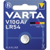 Varta Knopfzelle V10GA/LR54 in blauer Verpackung mit Sicherheitsinformationen.