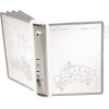 DURABLE Sichttafelwandhalter SHERPA® WALL MODULE 5 in geöffnetem Zustand mit Planansicht.