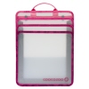 Heftbox mit mehreren Fächern in pink-transparentem Design und Tragegriff.