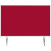 Rote Tischtrennwand VarioPin mit weißen Halterungen, 80 x 50 cm, für Büroumgebungen.