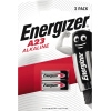 Zwei Energizer A23 Alkaline-Batterien in Verpackung mit Abbildung eines lächelnden Batteriesymbols.