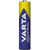 Batterie vom Typ AAA in vertikaler Ansicht mit gelber und blauer Verpackung.