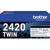 Schwarze Brother Tonerkartusche TN-2420TWIN in Verpackung mit blauer und schwarzer Gestaltung.