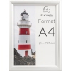 Bilderwechselrahmen Office DIN A4 in einer weißen Farbe, in vertikaler Position mit Poster.
