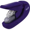 Klammerloser Hefter in Blau mit ergonomischem Design und transparentem Mechanismus.