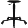 Höhenverstellbarer Sitzhocker mit runder Sitzfläche und fünf Rollen.