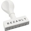 Textstempel mit ergonomischem Griff, beschriftet mit dem Wort "BEZAHLT".