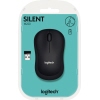Anthrazitfarbene Logitech optische Maus M220 SILENT in Verpackung mit USB-Empfänger.