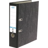 Schwarzer DIN A4 Ordner mit Wolkenmarmor-Optik und 80 mm Rückenbreite, ohne Inhalt.