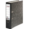 Schwarzer Ordner mit Wolkenmarmor-Dekor und zwei Ringen für DIN A4 Unterlagen.