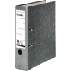 Grauer Ordner im Wolkenmarmor-Design, DIN A4, 80 mm, mit zwei Ringen und Beschriftungsfeld.