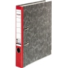 Roter Ordner mit Wolkenmarmor-Muster, DIN A4, 50 mm Rückenbreite, seitliche Sichtansicht.