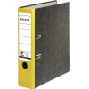Ordner in Wolkenmarmor-Design, DIN A4, 80 mm, mit gelbem Rücken und Beschriftungsfeld.