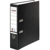 Schwarzer Ordner mit 80 mm Rückenbreite und Hebelmechanik in DIN A4, aus abwaschbarem Kraftpapier.