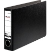 Schwarzer DIN A5 Ordner in quer, mit Beschriftungsfeld und Ringmechanik.