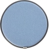 Rundes Sitzkissen in brillantblau mit grauem Rand und rutschfester Unterseite.