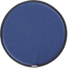 Rundes, signalblaues Sitzkissen mit rutschfester Unterseite und schwarzem Rand.