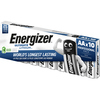 Verpackung mit 10 Energizer Ultimate Lithium AA-Batterien in einer seitlichen Ansicht.