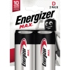Zwei Energizer Max D/Mono Batterien in Verpackung mit Werbung für 10 Jahre Lagerfähigkeit.