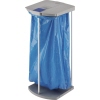 Müllsackständer mit blauer Mülltüte, ausgestattet mit einem Klappdeckel und Alurahmen.