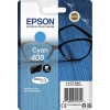 Epson Tintenpatrone 408L in Cyan, verpackt mit Anleitung und technischen Informationen.