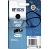 Schwarze Epson Tintenpatrone 408 in Verpackung mit Augenbrille und Produktinformationen.