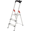 Stehleiter mit drei Stufen, rutschsicheren Füßen und Multifunktions-Ablageschale.