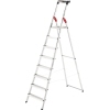 Aluminium-Stehleiter mit sieben Stufen und Multifunktionsablage, max. Arbeitshöhe 3,72 m.