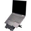 Notebookständer FlexTop 170 mit aufgeklapptem Laptop in schräger Ansicht und schwarzem Bildschirm.