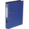 Blauer Ordner aus Kunststoff mit zwei rado-Ösen und Beschriftungsmöglichkeit im DIN A4 Format.