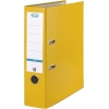 Gelber Kunststoff-Ordner im DIN A4 Format mit runden Ösen und auswechselbarem Rückenschild.