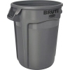 Grauer Rubbermaid Abfalleimer BRUTE® 121 l mit Griffen und Klemmen für Müllsäcke.