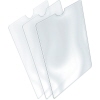 Transparente Ausweishüllen in Packung mit drei Stück, geeignet für Karten bis 58 x 125 mm.