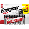 Packung mit acht AA Batterien von Energizer Max, abgebildet auf weißem Hintergrund.