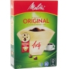 Packung mit Melitta Kaffeefiltern Original 1x4, mit Abbildung und Aromaangaben auf der Vorderseite.